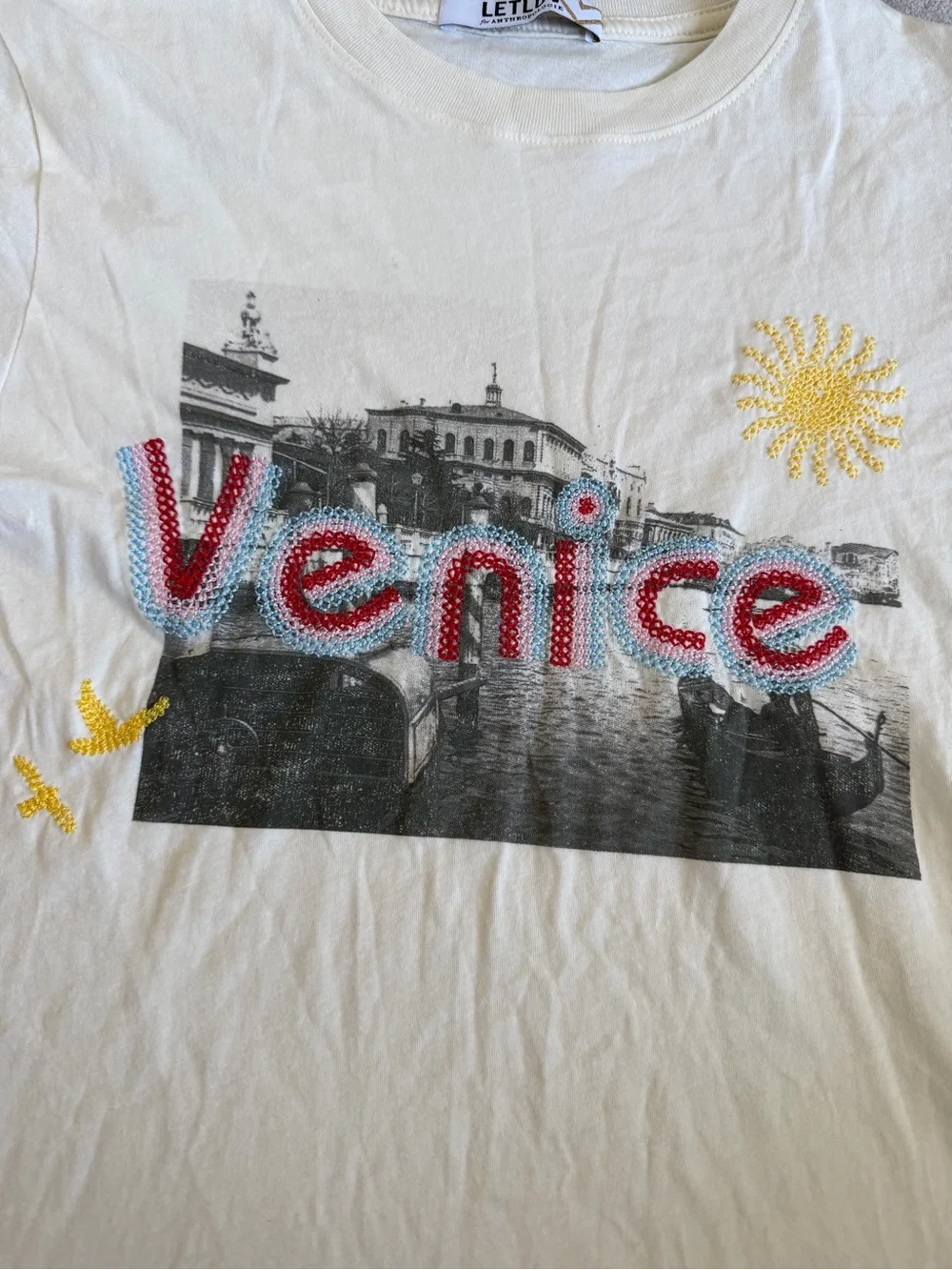 Anthropologie LetLuv Embroidered Venice Graphic Tee XXS - Picture 3 of 6